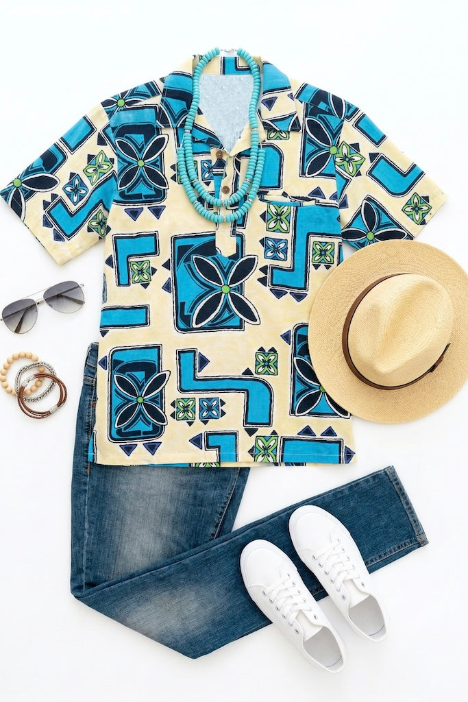 Vintage Hawaiian Polo Shirt-ThisBlueBird