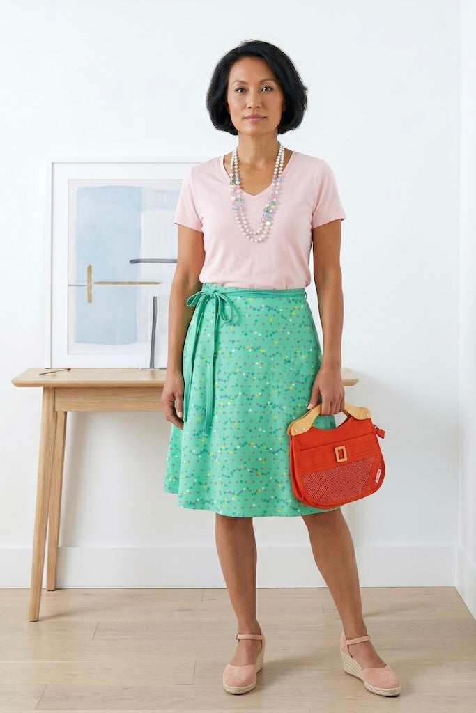 Vintage Hearts Novelty Print Wrap Skirt-ThisBlueBird