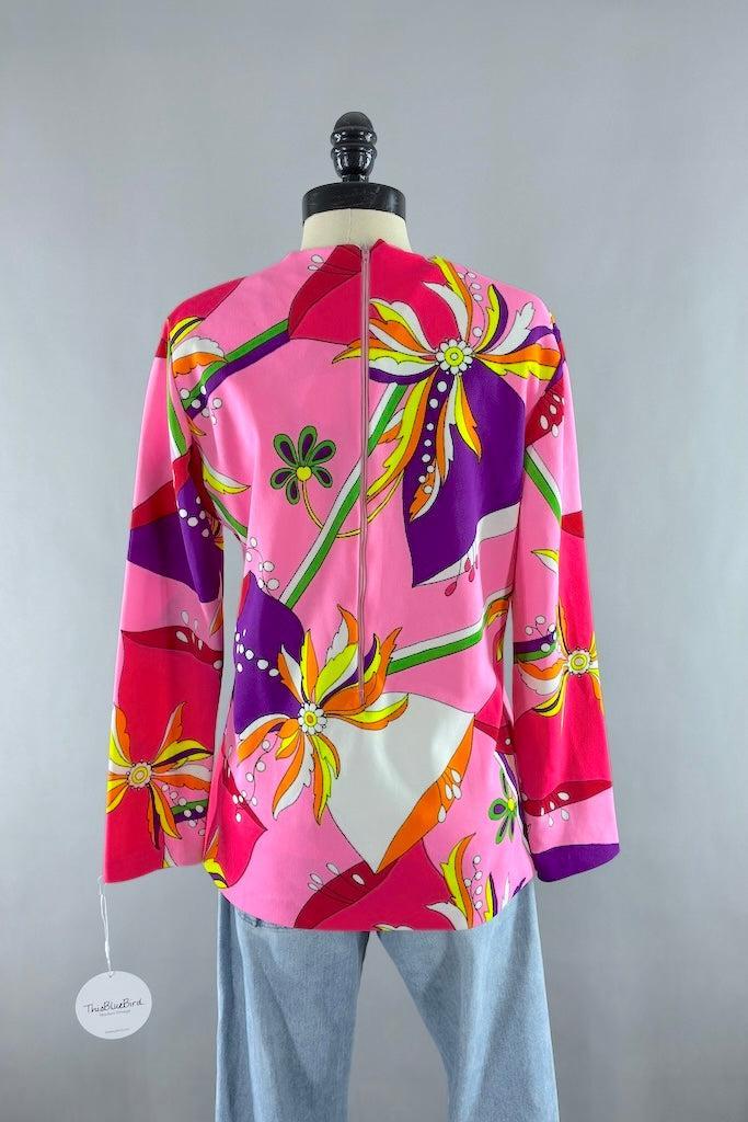 Vintage Hot Pink Mod Print Shirt-ThisBlueBird
