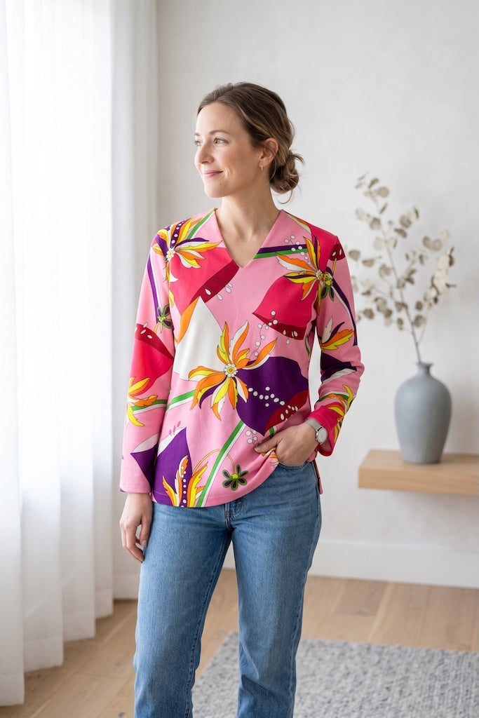 Vintage Hot Pink Mod Print Shirt-ThisBlueBird