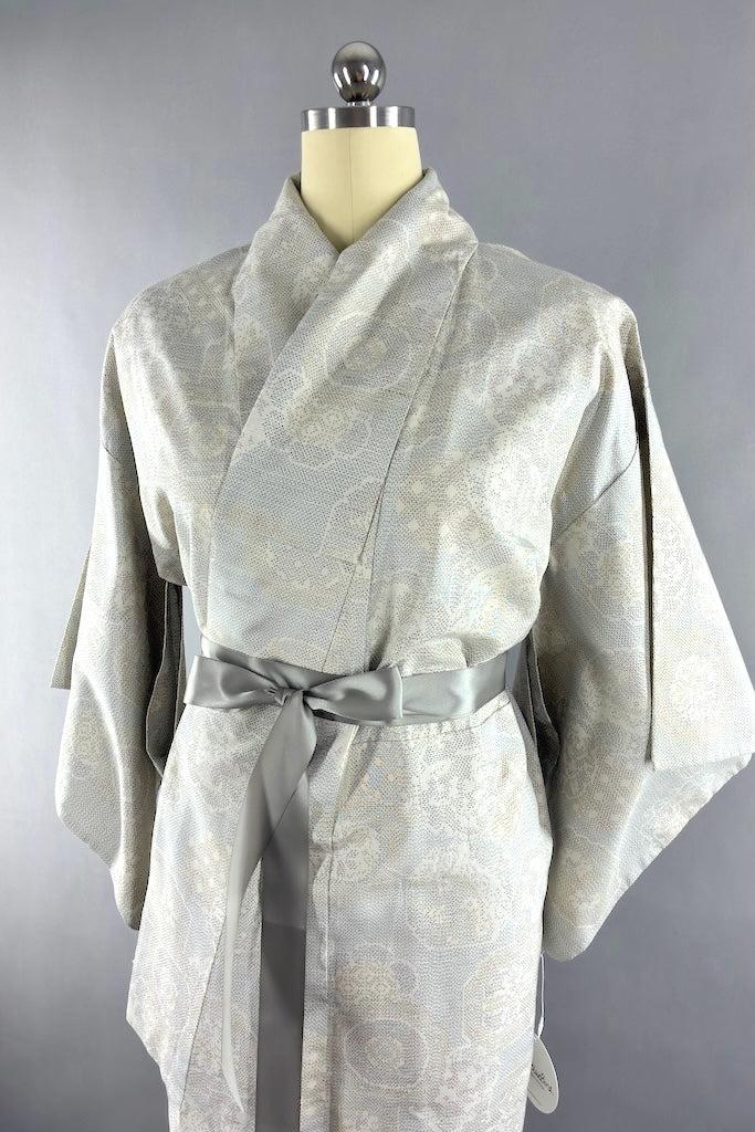 Vintage Ikat Raw Silk Kimono-ThisBlueBird