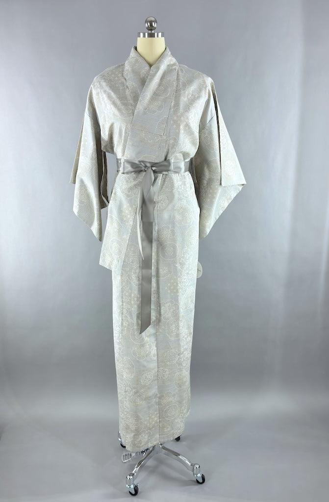 Vintage Ikat Raw Silk Kimono-ThisBlueBird