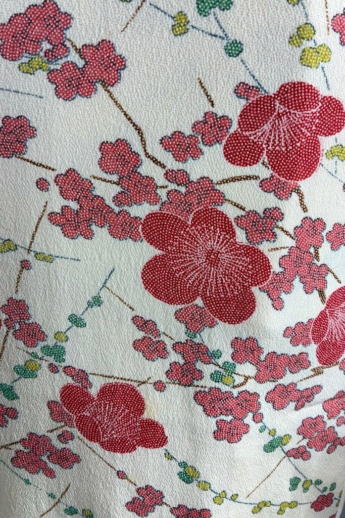 Vintage Ivory Cherry Blossom Silk Kimono Robe-ThisBlueBird