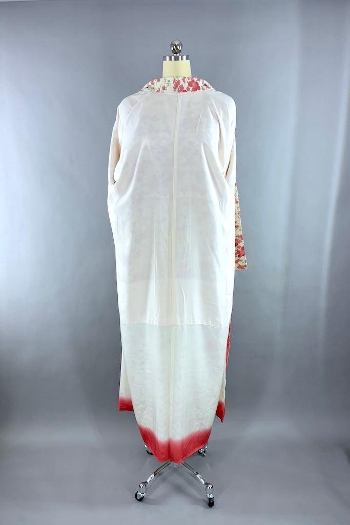 Vintage Ivory Cherry Blossom Silk Kimono Robe-ThisBlueBird
