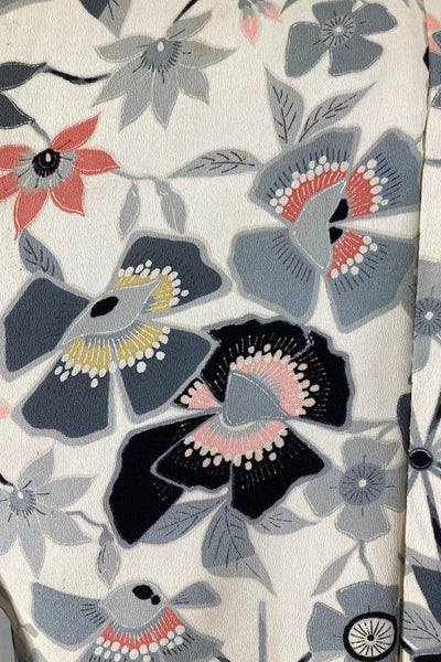 Vintage Ivory Floral Silk Kimono Jacket-ThisBlueBird