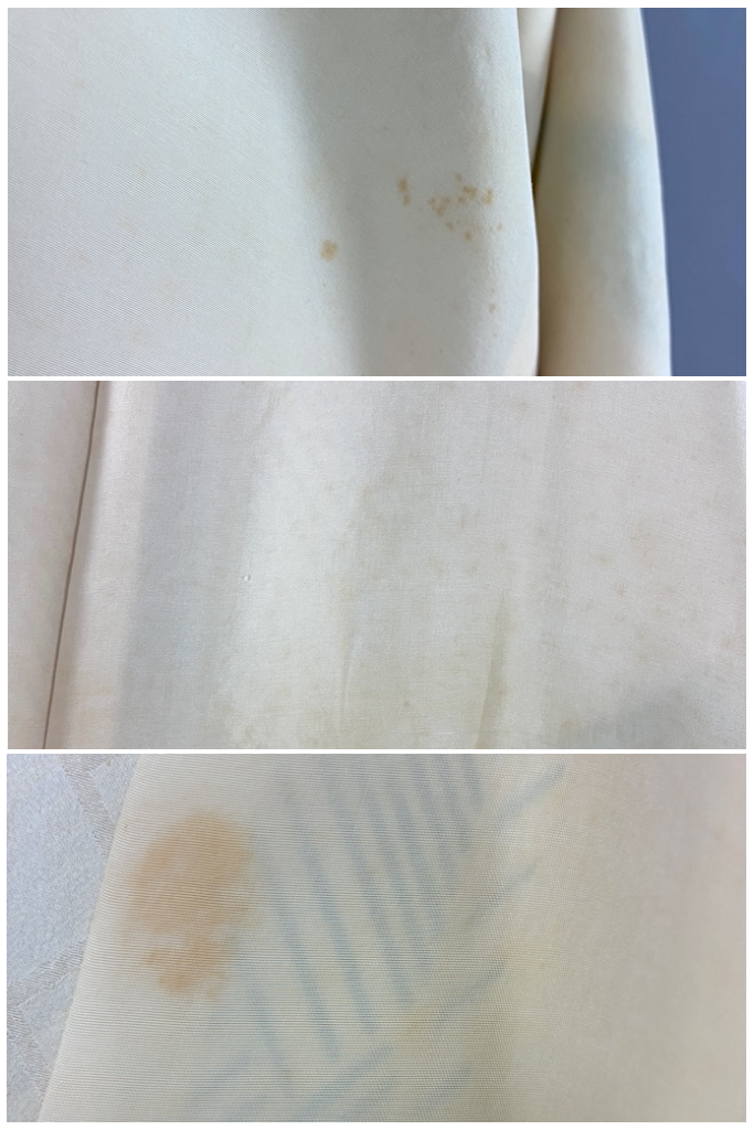 Vintage Ivory &amp; Green Shibori Silk Kimono-ThisBlueBird