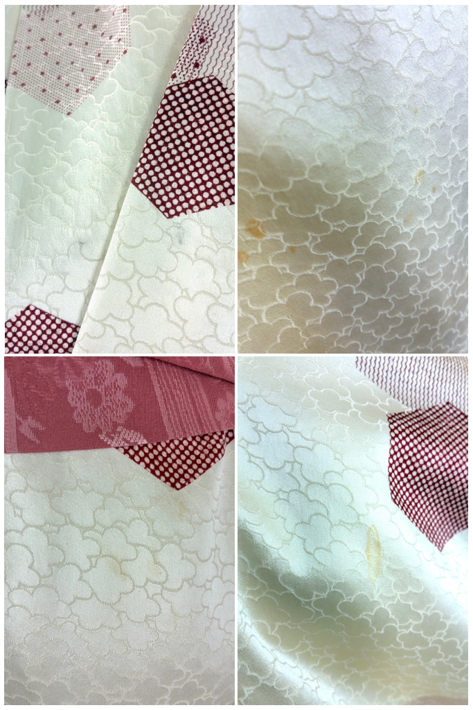 Vintage Ivory Hexagon Silk Kimono-ThisBlueBird