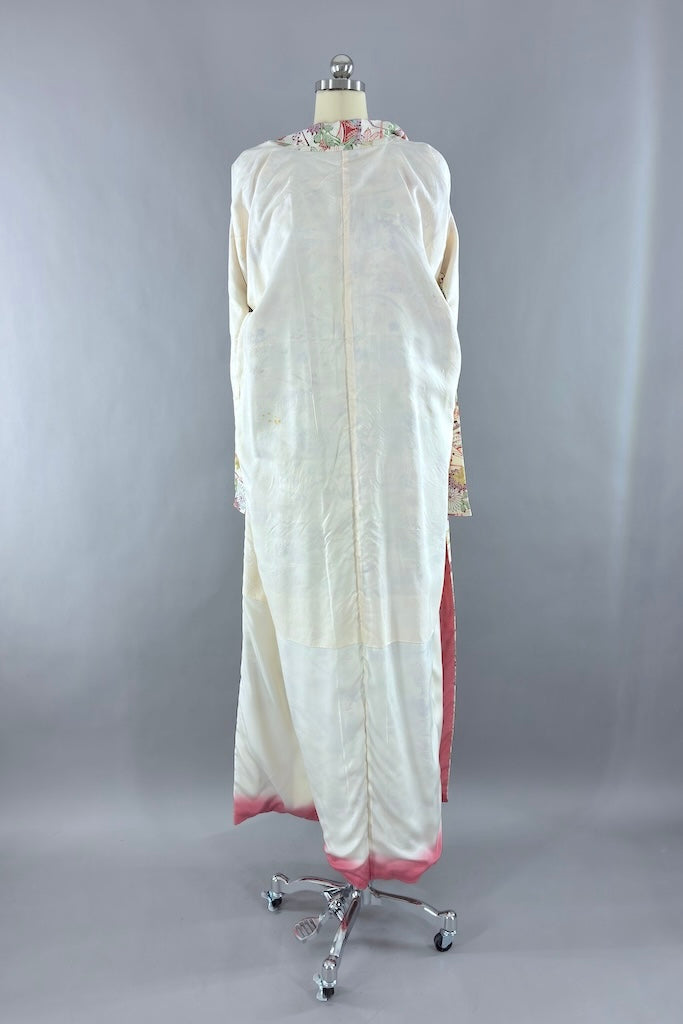 Vintage Ivory Silk Kimono Robe-ThisBlueBird