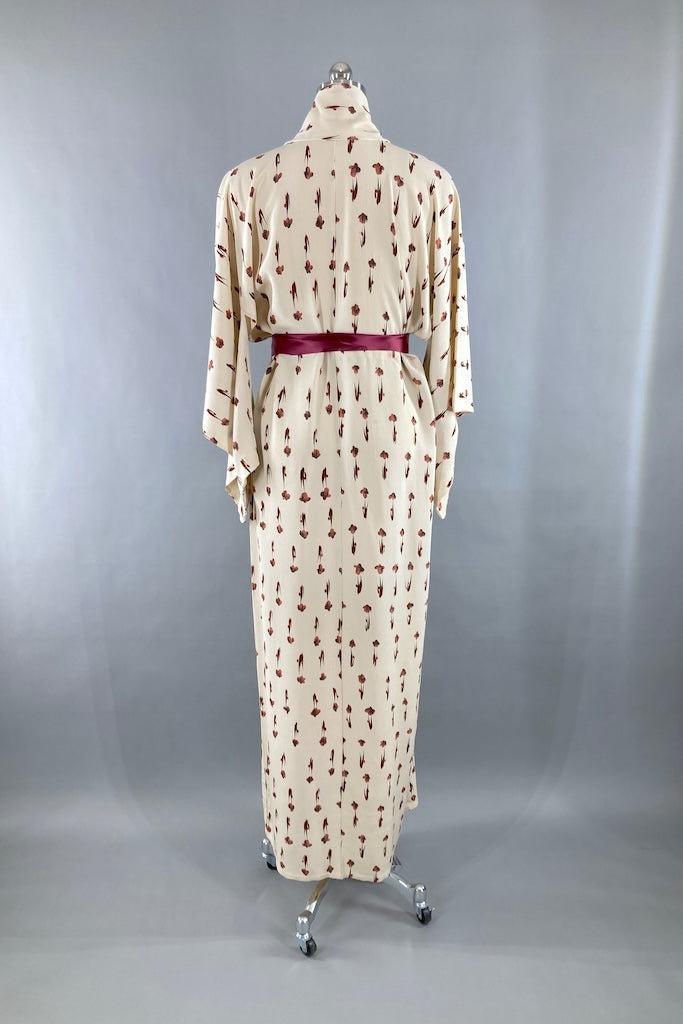 Vintage Ivory Summer Silk Crepe Kimono-ThisBlueBird
