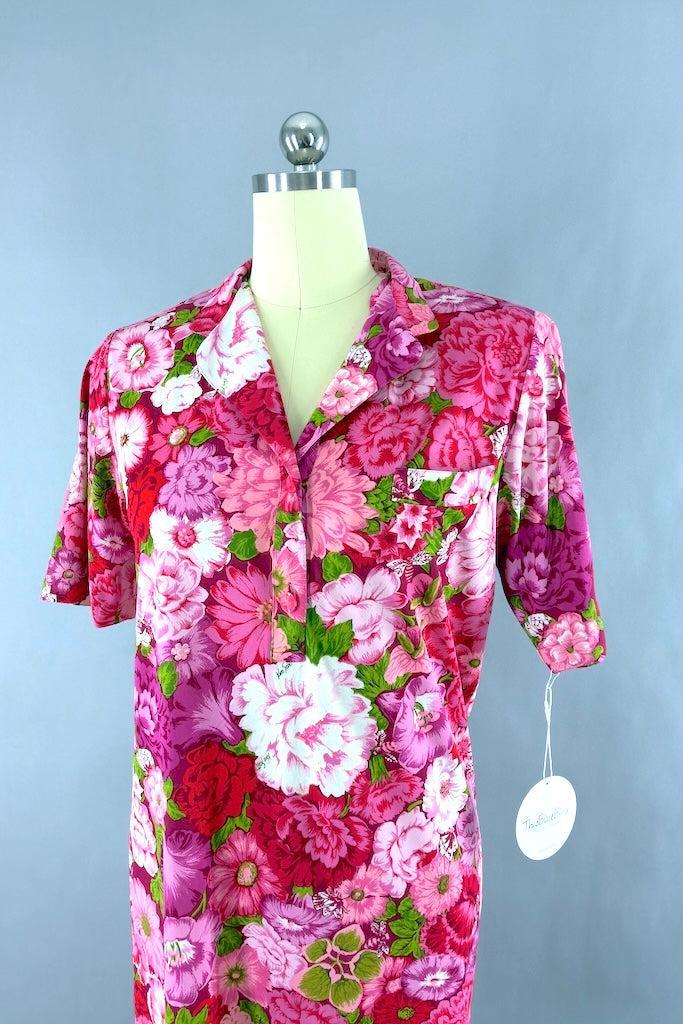 Vintage Ken Scott Pink Floral Print Dress-ThisBlueBird