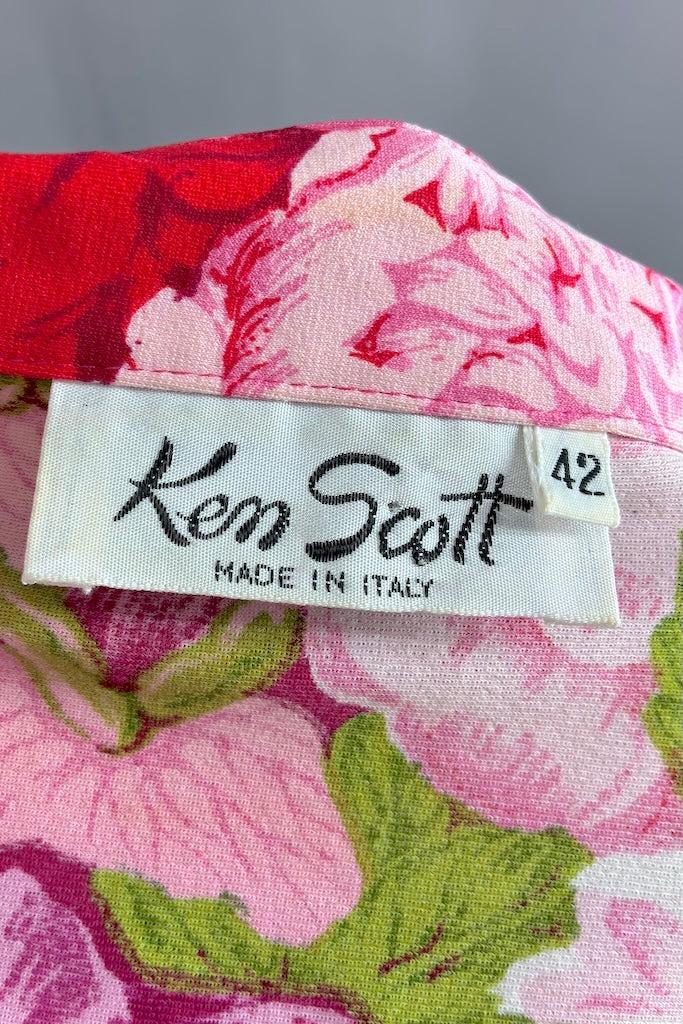 Vintage Ken Scott Pink Floral Print Dress-ThisBlueBird