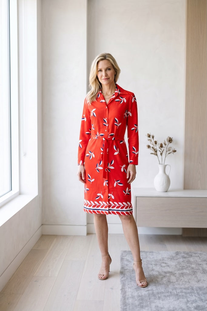 Vintage Lady Carol Red Leaf Dress-ThisBlueBird