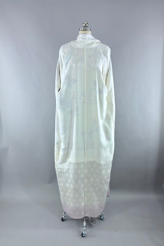 Vintage Lavender Butterflies Silk Kimono Robe-ThisBlueBird