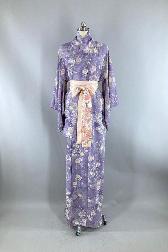 Vintage Lavender &amp; Green Kimono-ThisBlueBird