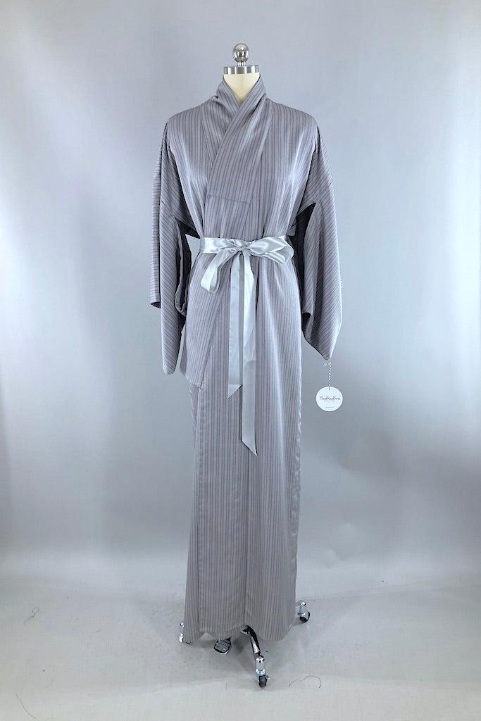 Vintage Lavender Pinstripe Kimono Robe-ThisBlueBird