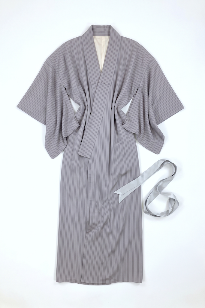 Vintage Lavender Pinstripe Kimono Robe-ThisBlueBird