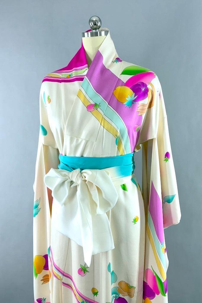 Vintage Leonard Neon Fruit Silk Kimono-ThisBlueBird