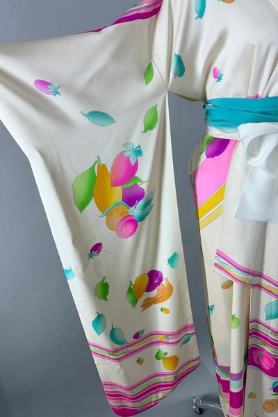 Vintage Leonard Neon Fruit Silk Kimono-ThisBlueBird