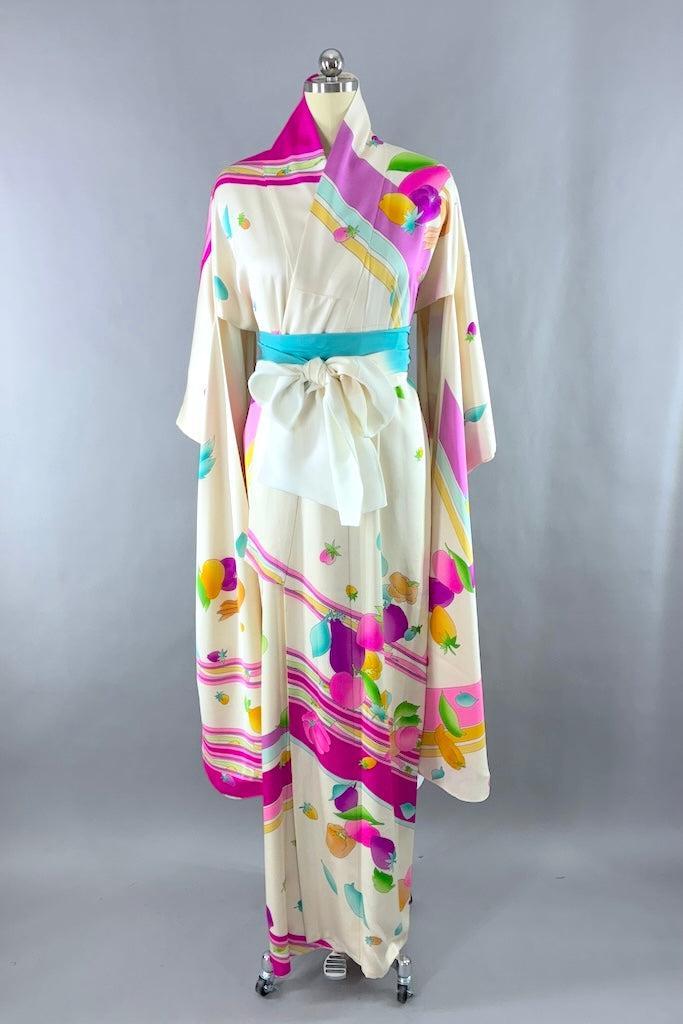 Vintage Leonard Neon Fruit Silk Kimono-ThisBlueBird