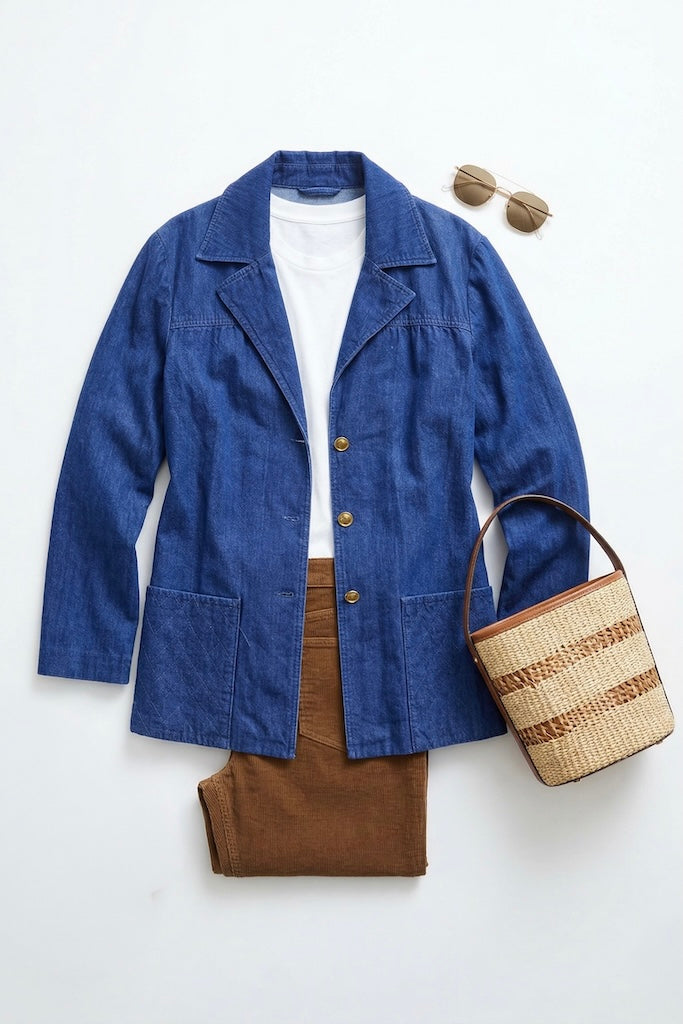 Vintage Liberty Bell Denim Blazer Jean Jacket-ThisBlueBird