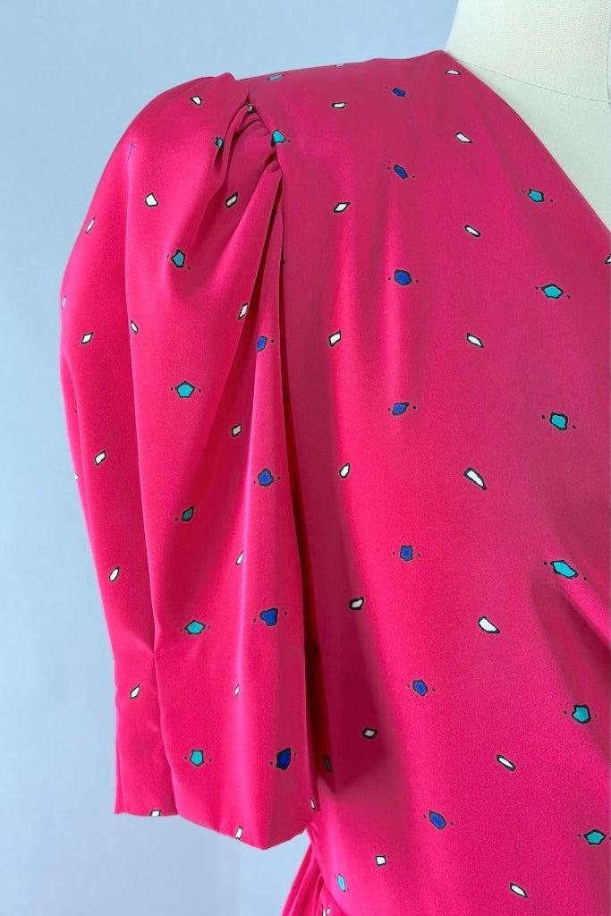 Vintage Liz Claiborne Pink Wrap Dress-ThisBlueBird