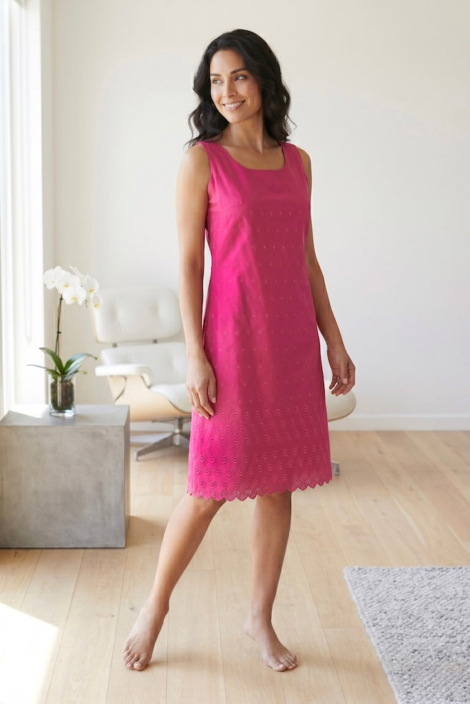 Vintage Magenta Pink Eyelet Dress-ThisBlueBird