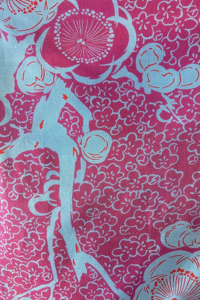 Vintage Magenta Turquoise Silk Kimono Cardigan-ThisBlueBird