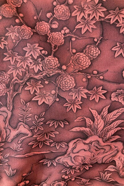 Vintage Maroon Chrysanthemum Silk Kimono-ThisBlueBird
