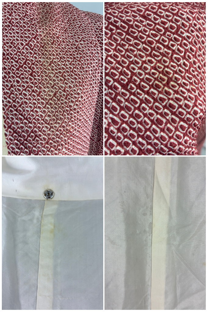 Vintage Maroon Shibori Silk Kimono Robe-ThisBlueBird