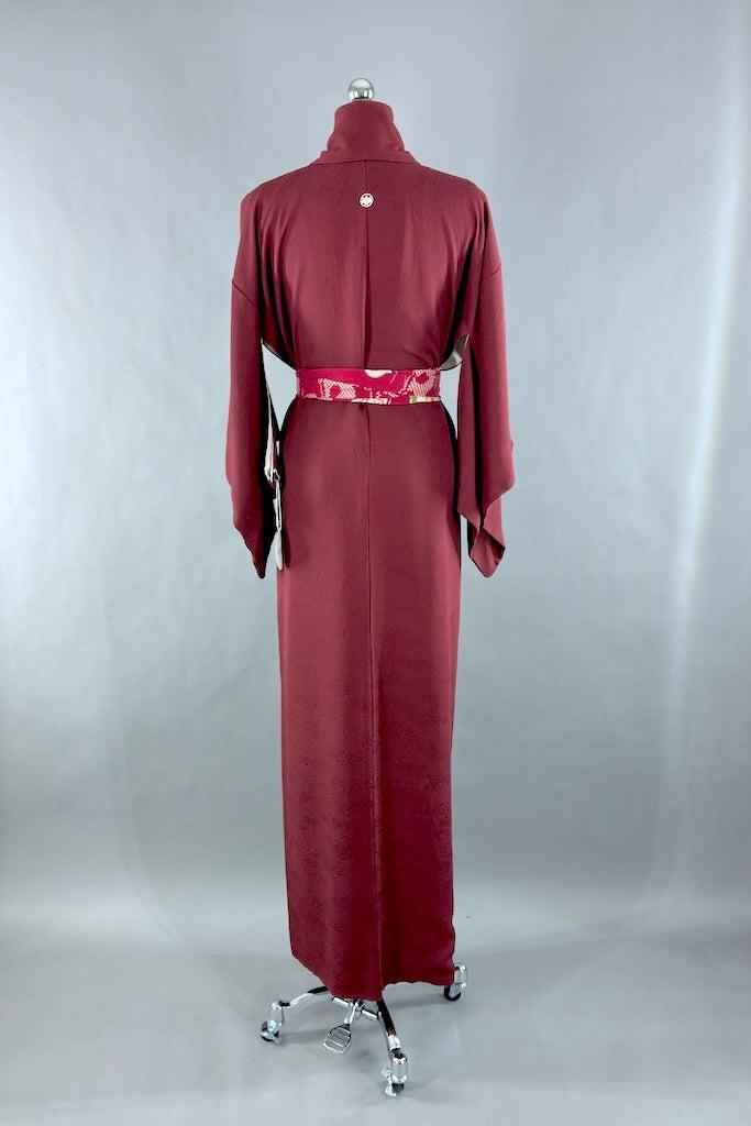 Vintage Maroon Silk Kimono-ThisBlueBird