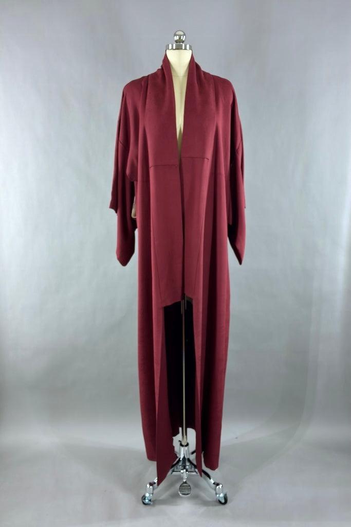 Vintage Maroon Silk Kimono-ThisBlueBird