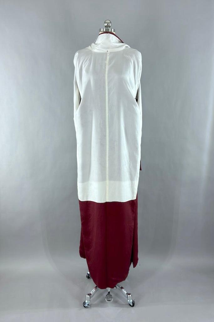 Vintage Maroon Silk Kimono-ThisBlueBird