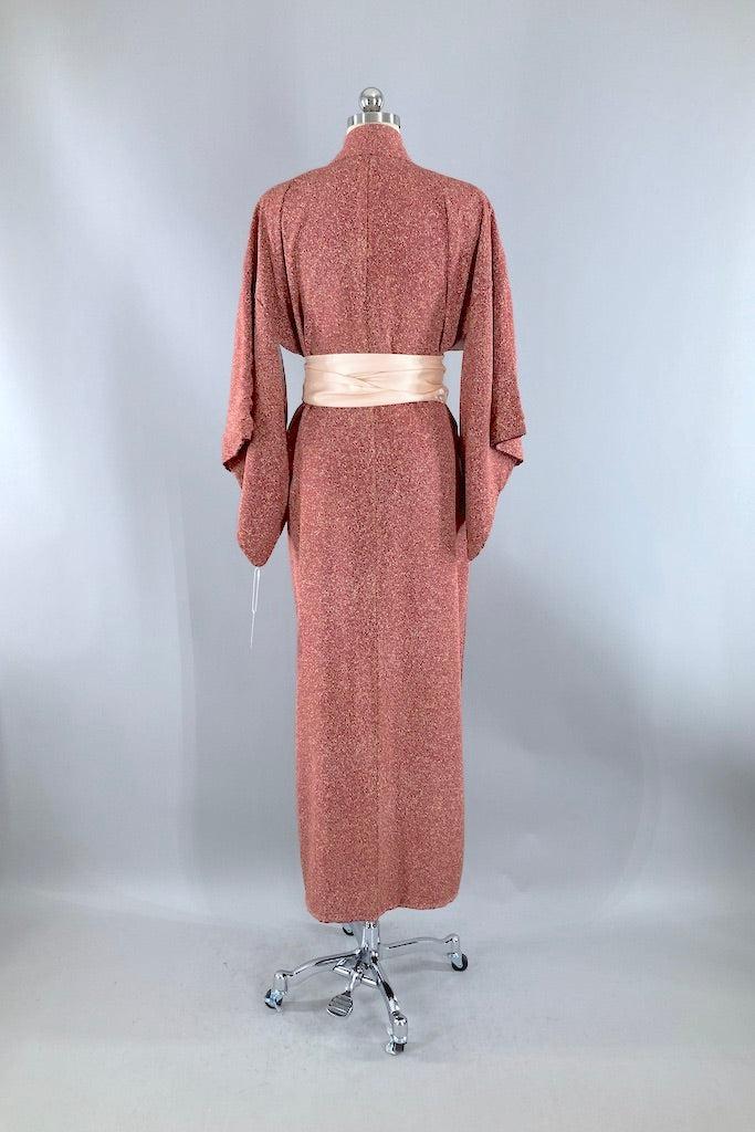 Vintage Mauve Speckled Print Silk Kimono-ThisBlueBird