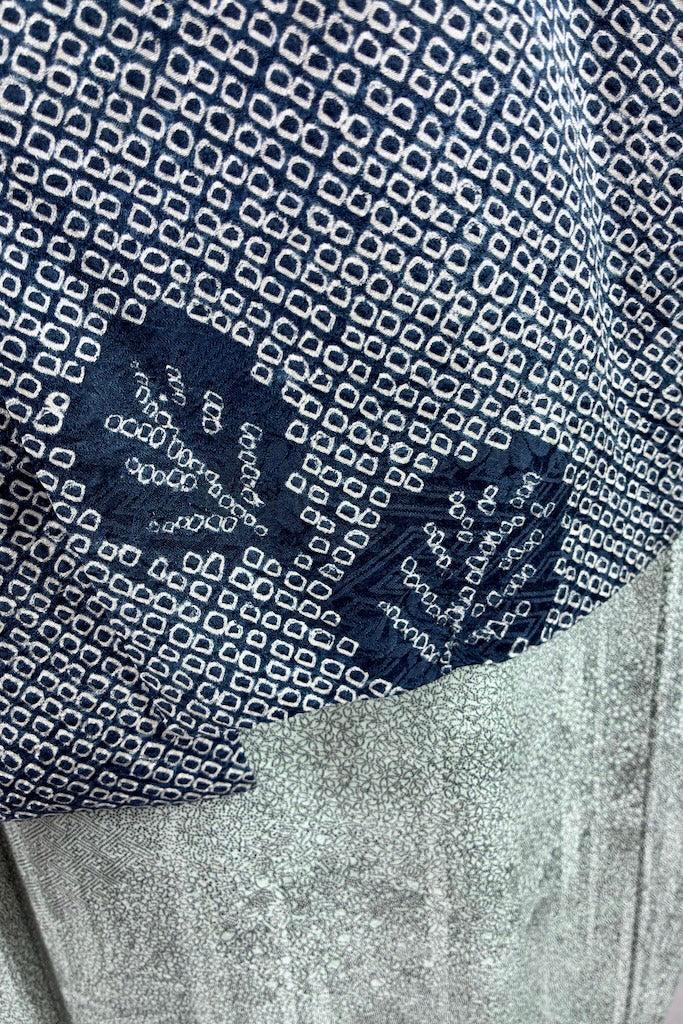 Vintage Mint Green Mini Print Silk Kimono-ThisBlueBird
