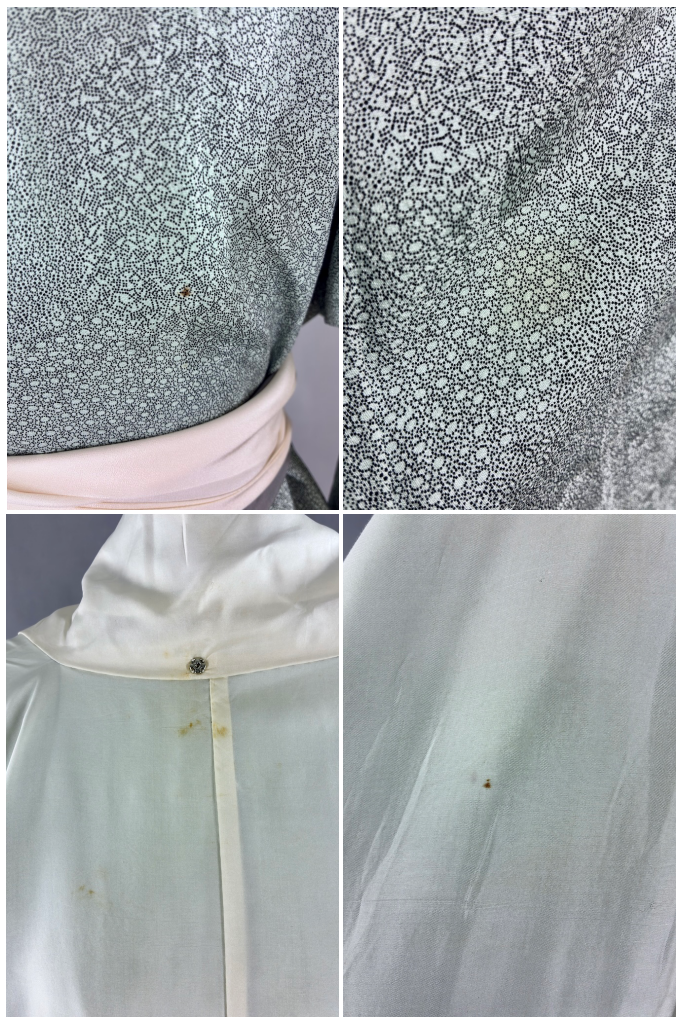 Vintage Mint Green Mini Print Silk Kimono-ThisBlueBird