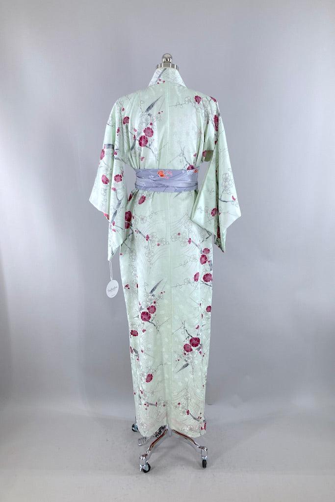 Vintage Minty Purple Cherry Blossom Kimono-ThisBlueBird