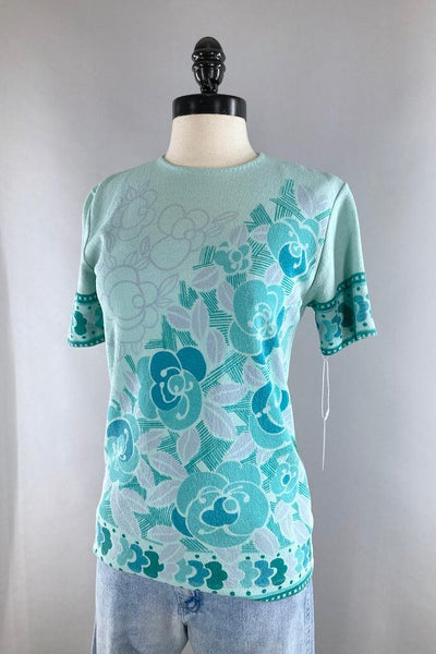 Vintage Mod 60s Mint Green Top-ThisBlueBird