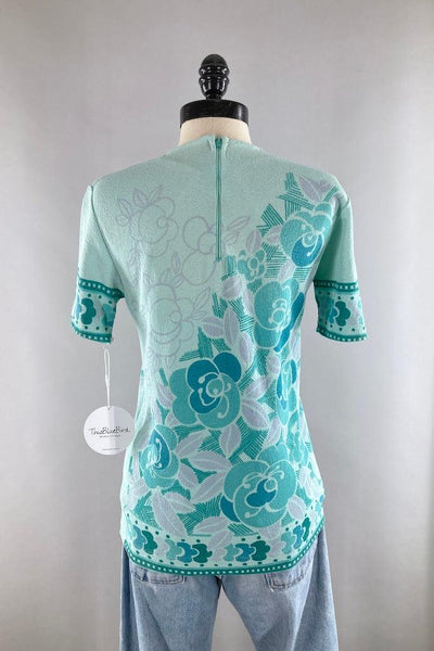 Vintage Mod 60s Mint Green Top-ThisBlueBird