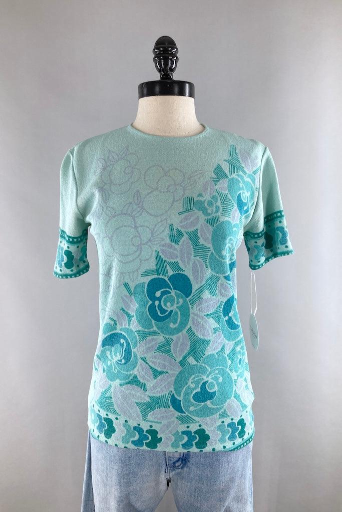 Vintage Mod 60s Mint Green Top-ThisBlueBird