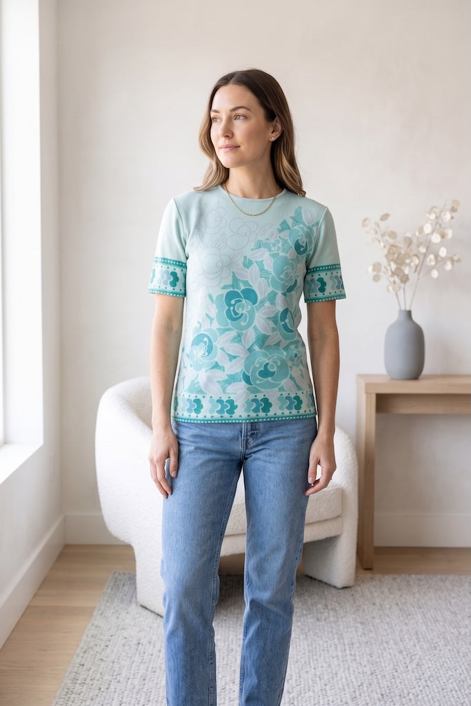 Vintage Mod 60s Mint Green Top-ThisBlueBird