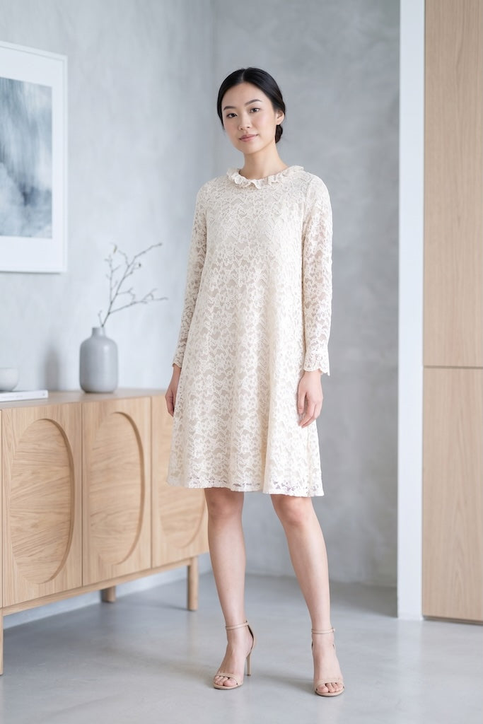 Vintage Mod Ivory Lace Dress-ThisBlueBird