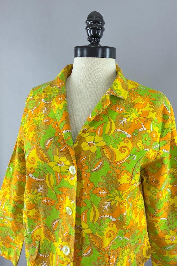Vintage Mod Yellow Floral Jacket-ThisBlueBird