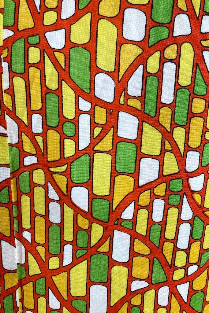 Vintage Mod Yellow &amp; Green Cotton Kimono-ThisBlueBird