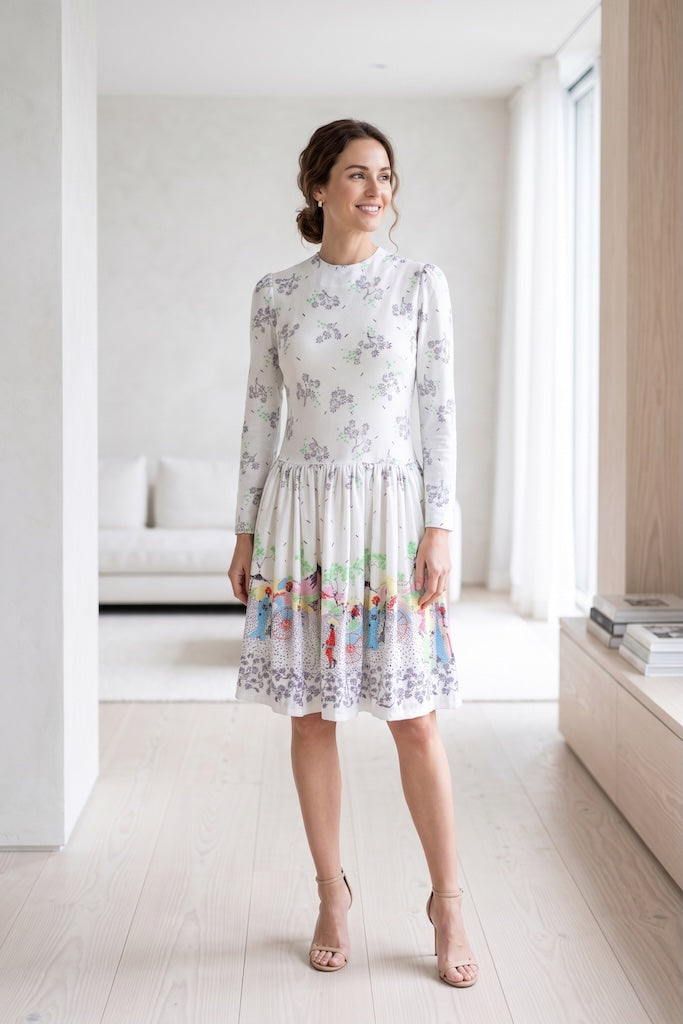 Vintage Mt. Fuji Japan Novelty Print Dress-ThisBlueBird