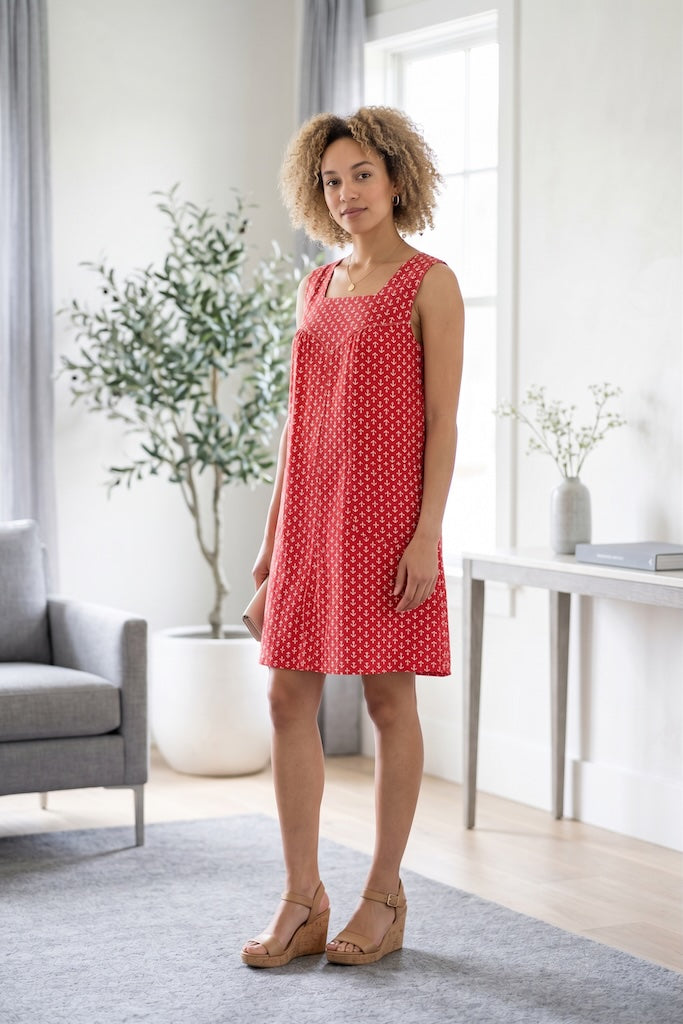 Vintage Nautical Anchor Print Sundress-ThisBlueBird