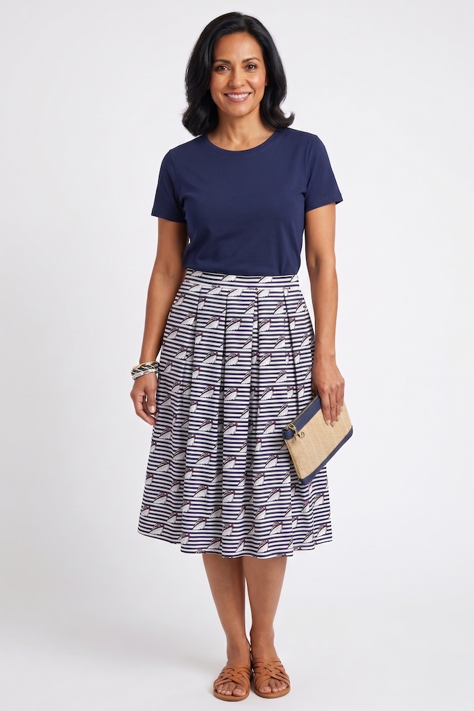 Vintage Nautical Steamship Boats Skirt-ThisBlueBird