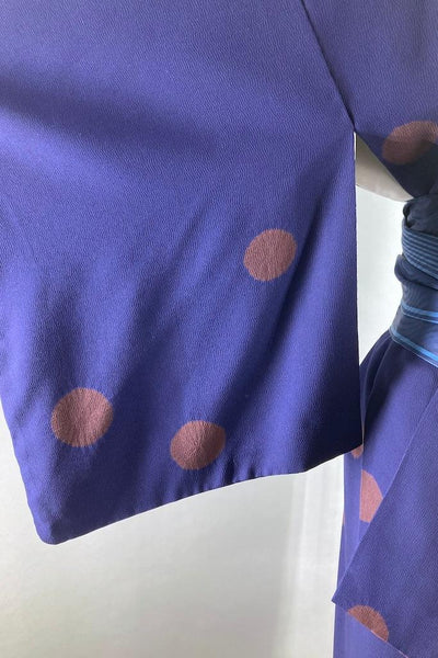 Vintage Navy Polka Dot Silk Kimono-ThisBlueBird