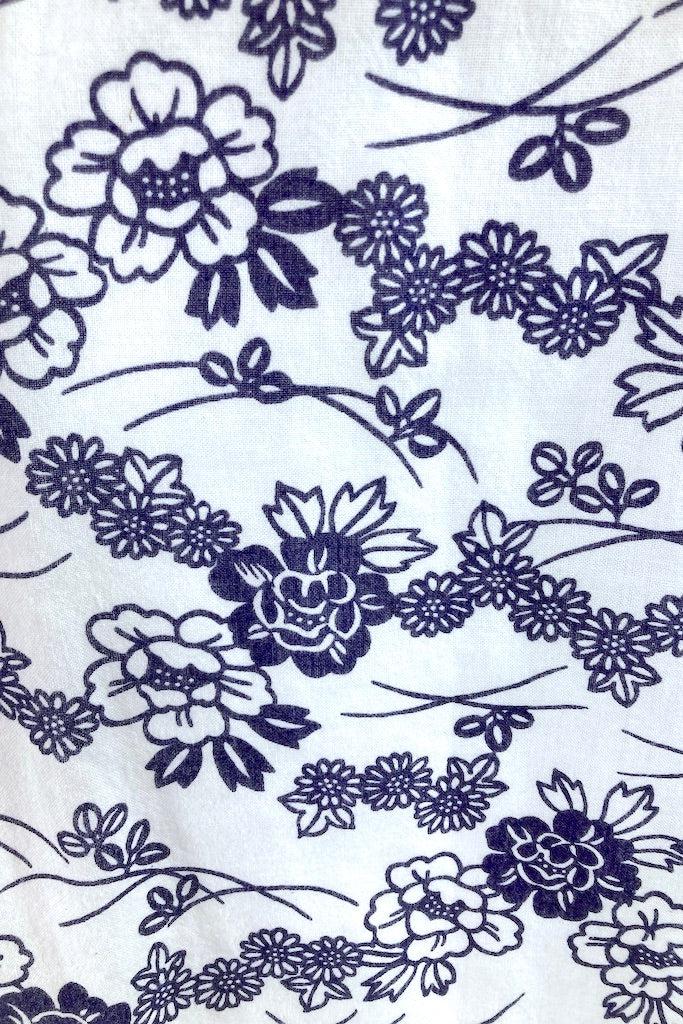 Vintage Navy &amp; White Cotton Kimono-ThisBlueBird