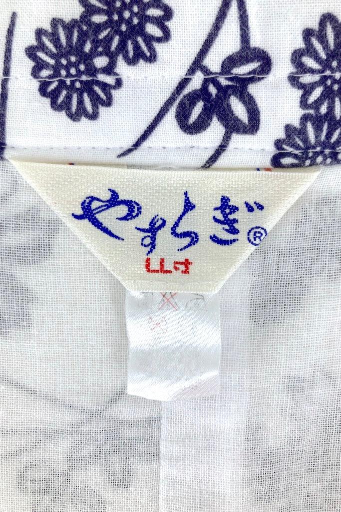 Vintage Navy &amp; White Cotton Kimono-ThisBlueBird