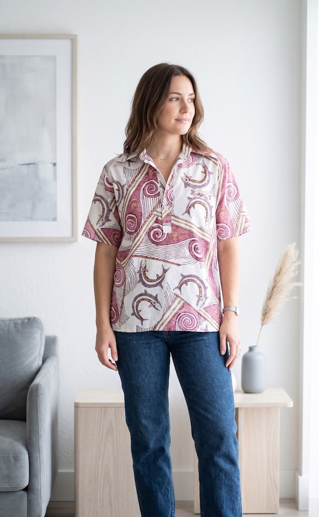 Vintage Novelty Print Hawaiian Fish Shirt-ThisBlueBird